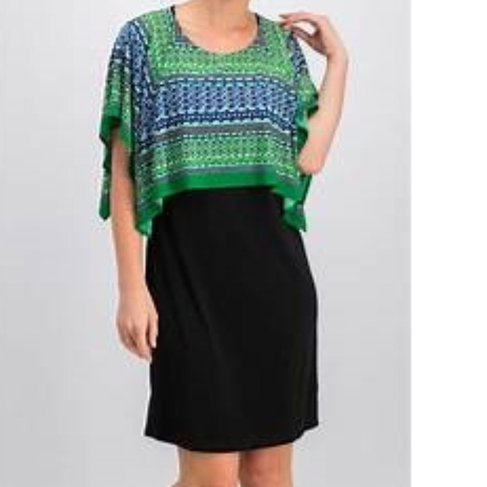Calvin Klein women's S small printed overlay sheath popover dress
